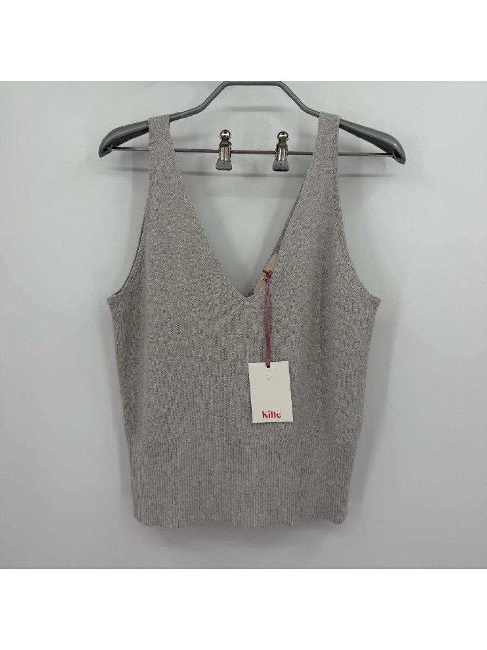 Kilte Collection Rei Tank in Heather Grey Cotton-Cashmere size 2/M V-Neck Top